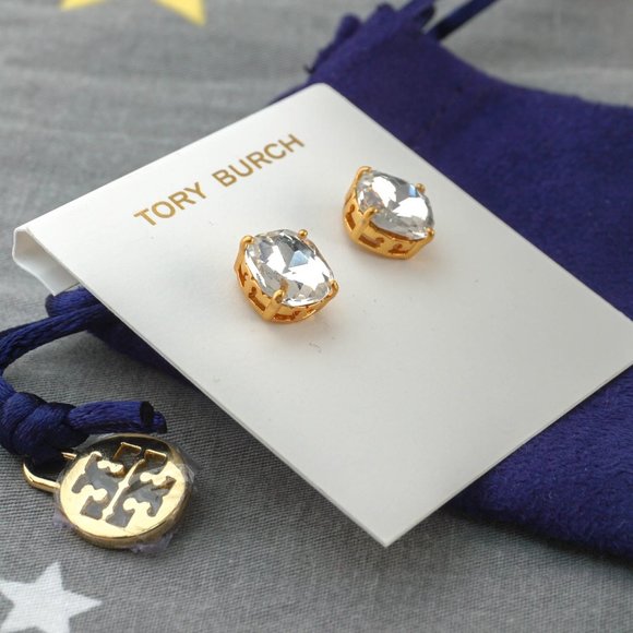 SALE: Tory Burch Set Swarovski Crystal Stud Earrings Cubic Zirconia BRAND NEW - Picture 3 of 7